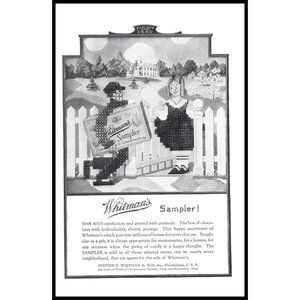 1924 Whitmans Sampler Chocolates Vintage Print Ad Embroidery Deliveryman Art